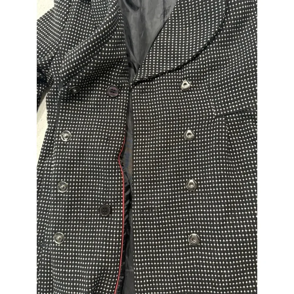 Forever 21 Peacoat Womens Small Black White Micro Houndstooth Wool Blend Coat
